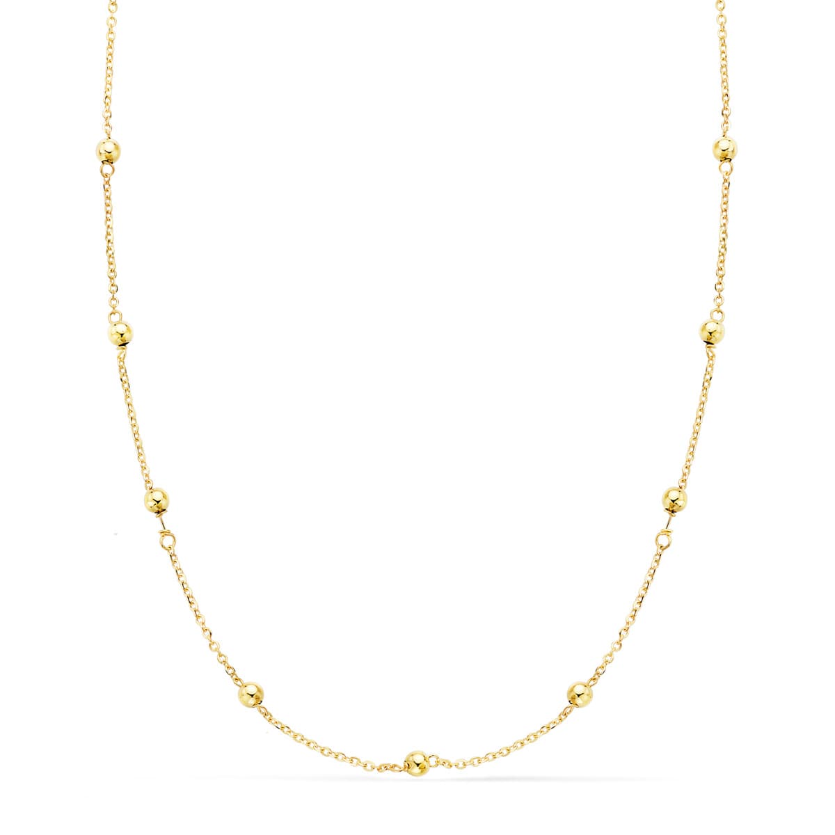 18K CADENA MACIZA FORZADA CON BOLAS LISAS 3 MM LARGO 45 CM