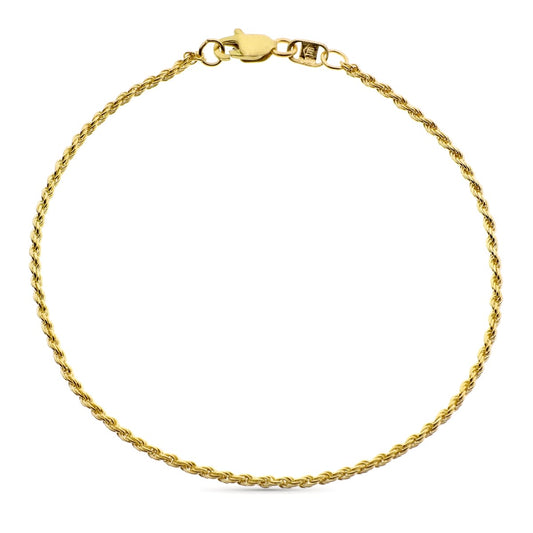 18K PULSERA ORO AMARILLO CORDON SALOMONICO ANCHO 1.5 MM 20 CM