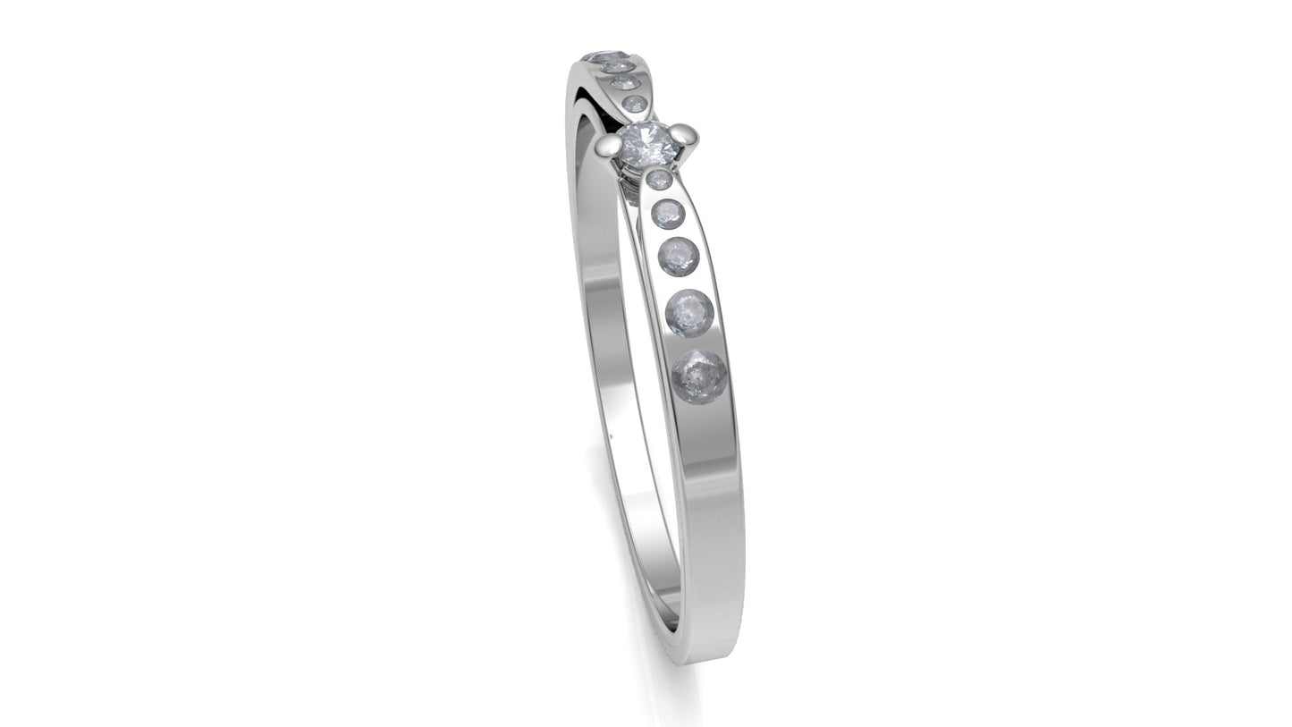 ANILLO DE COMPROMISO ORO DE LEY 18 KTS. 750 MM. 11 DIAMANTES TALLA BRILLANTE 0,15 CT