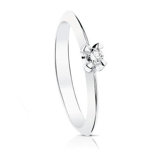 18K SOLITARIO DIAMANTE TALLA BRILLANTE ORO BLANCO 0.100 QTS. SI-H