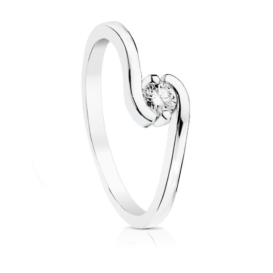 18K SOLITARIO DIAMANTE TALLA BRILLANTE ORO BLANCO 0.150 QTS. SI-H