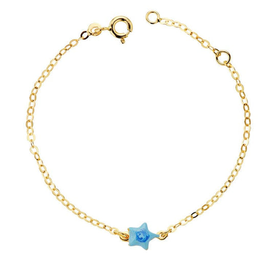 18K PULSERA BEBE ESTRELLA ESMALTE. 14CM